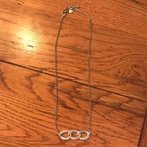 Fossil 3 Linked Circles Silver Necklace